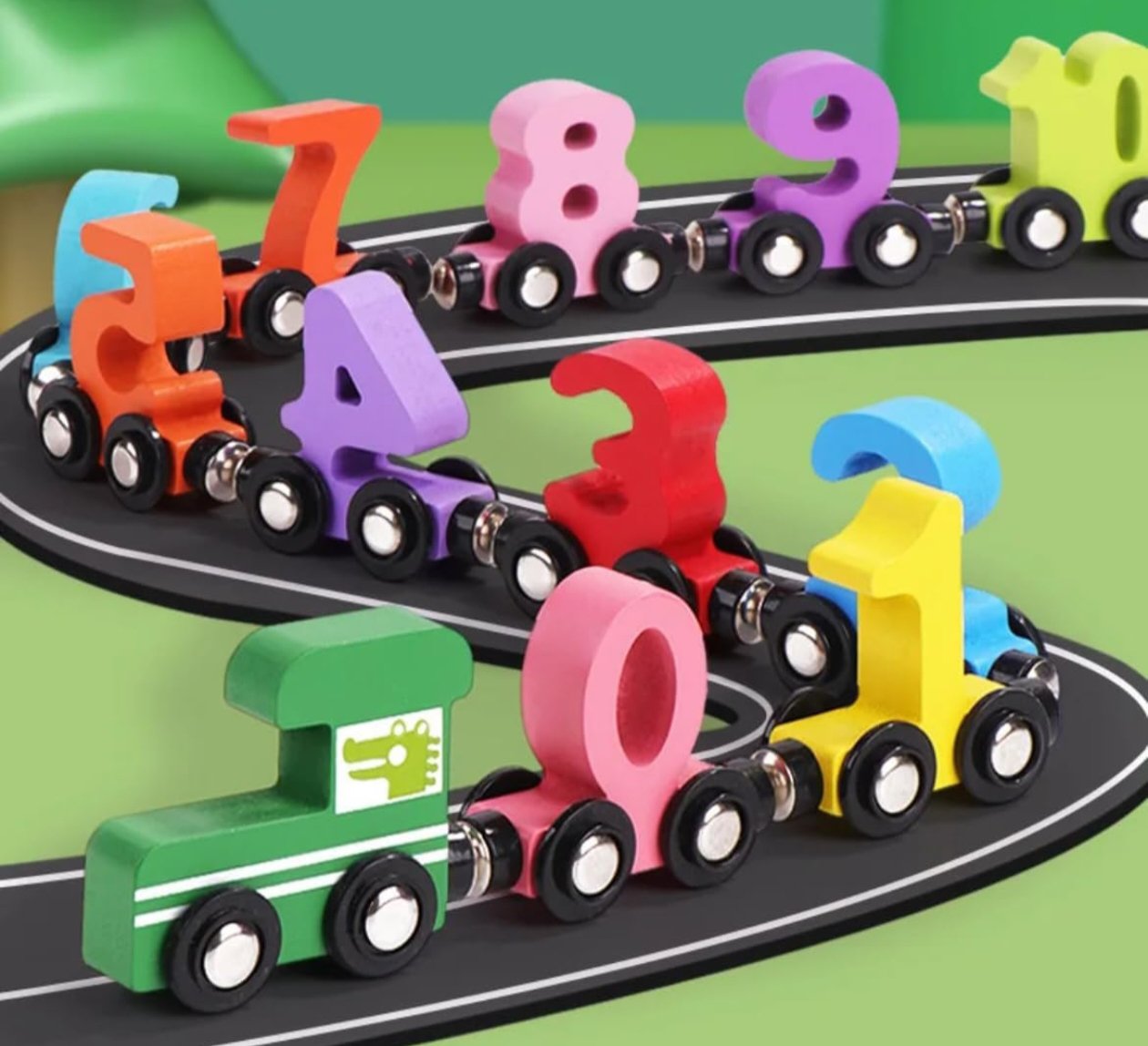 NumiTrain™ Magnetic Wooden Number Train Set for Counting and Sequencing