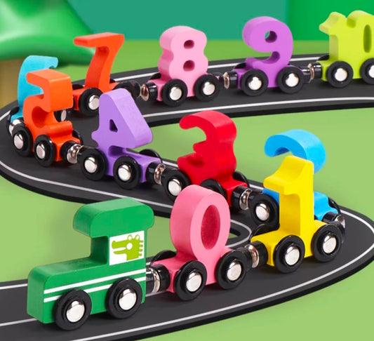 NumiTrain™ Magnetic Wooden Number Train Set for Counting and Sequencing