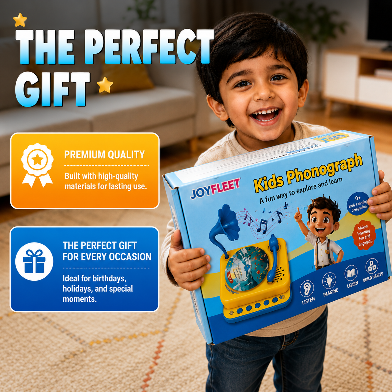 JoyTunes™ Phonograph — A Real Record Player, Made for Little Hands