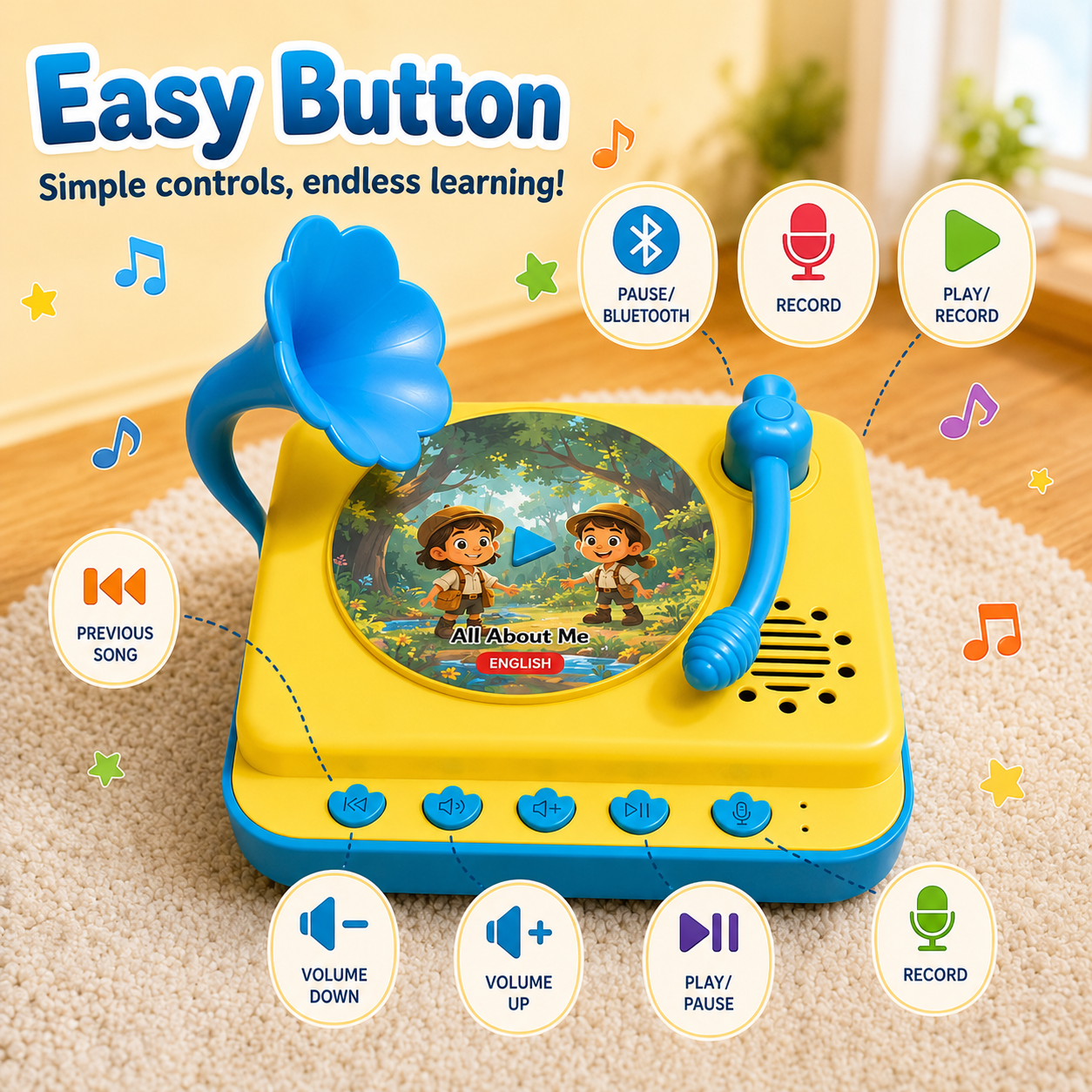JoyTunes™ Phonograph — A Real Record Player, Made for Little Hands