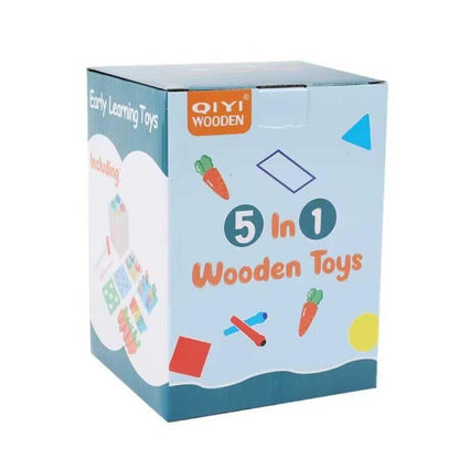 PlayCube™ 5 in 1 Montessori Activity Box with Sorting Fishing and Hammer Play