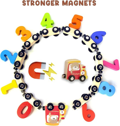 NumiTrain™ Magnetic Wooden Number Train Set for Counting and Sequencing