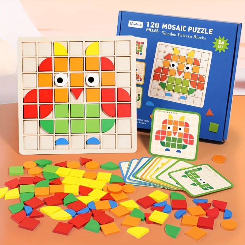 MosaicMind™ Montessori Wooden Pattern Blocks for Creative Learning