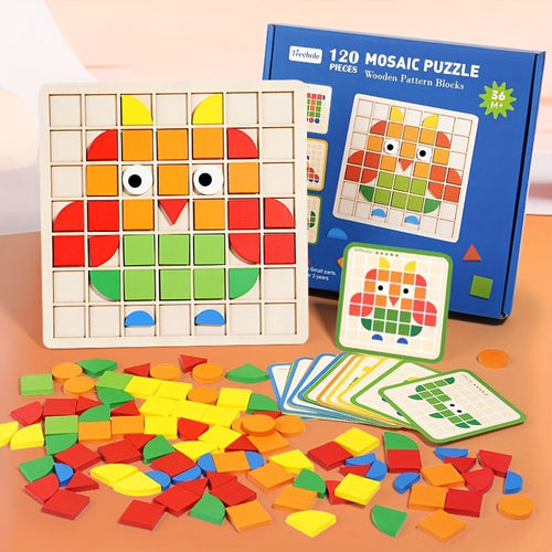 MosaicMind™ Montessori Wooden Pattern Blocks for Creative Learning