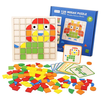 MosaicMind™ Montessori Wooden Pattern Blocks for Creative Learning