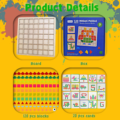 MosaicMind™ Montessori Wooden Pattern Blocks for Creative Learning