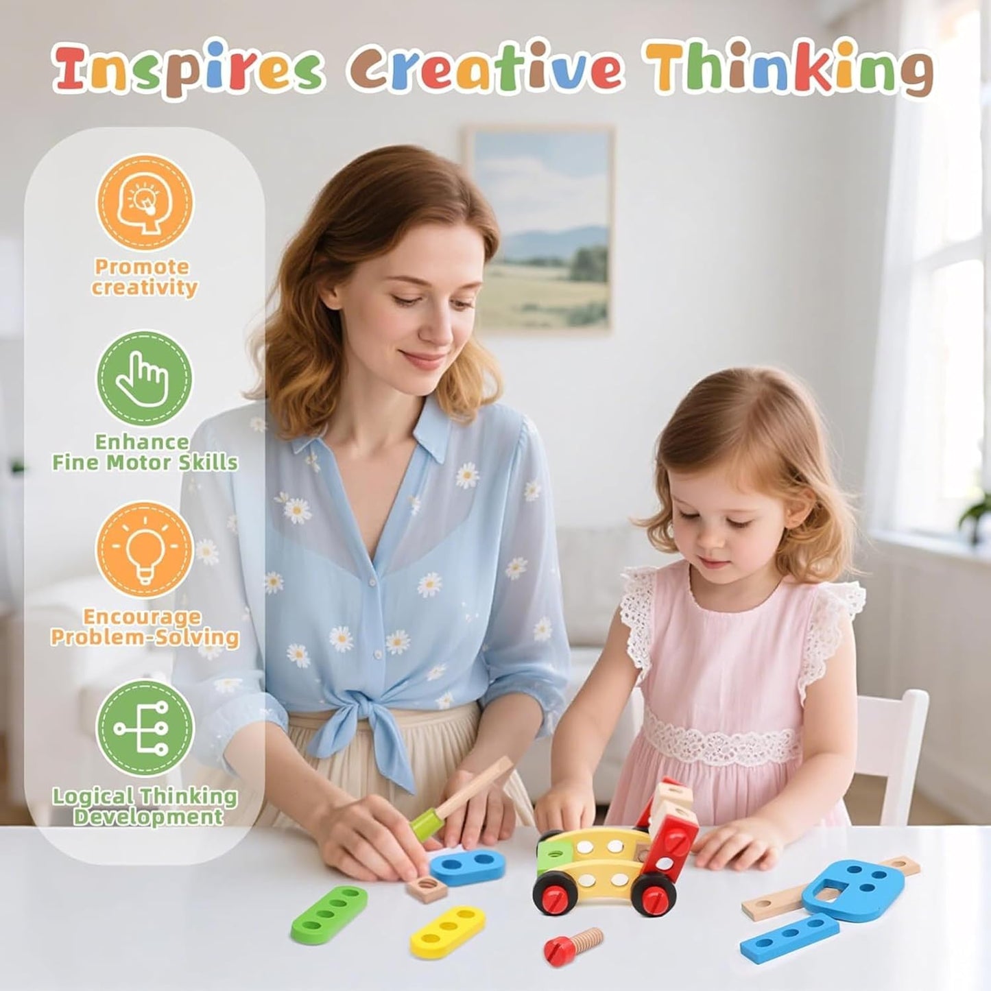 HandyFix™ 39 Piece Wooden Tool Kit for Little Builders and Creators