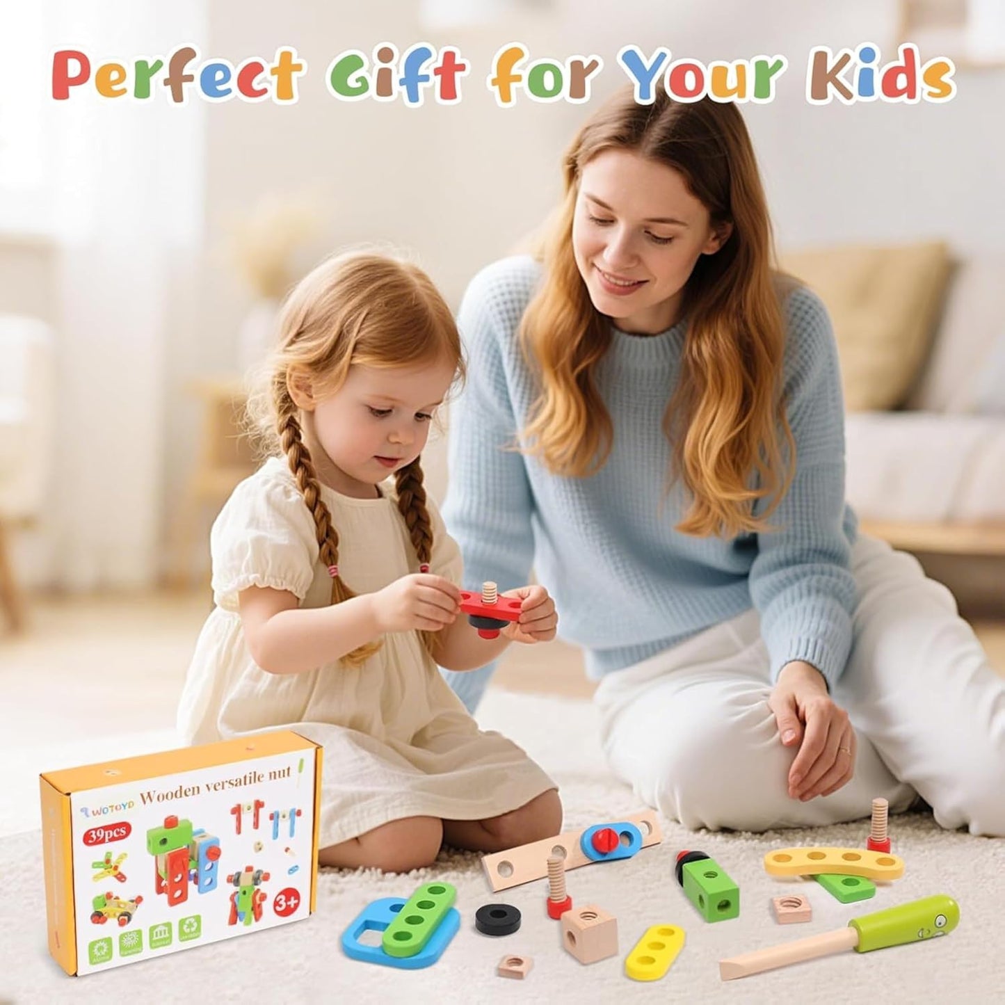HandyFix™ 39 Piece Wooden Tool Kit for Little Builders and Creators