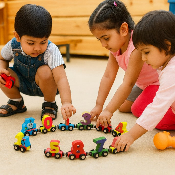 NumiTrain™ Magnetic Wooden Number Train Set for Counting and Sequencing