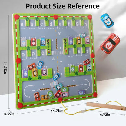 Letter Garage Maze™ Magnetic Letter Parking Maze Board for Early Literacy
