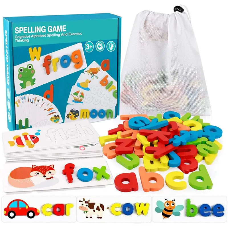 SpellQuest™ Wooden Spelling Puzzle Game for Reading and Memory Development
