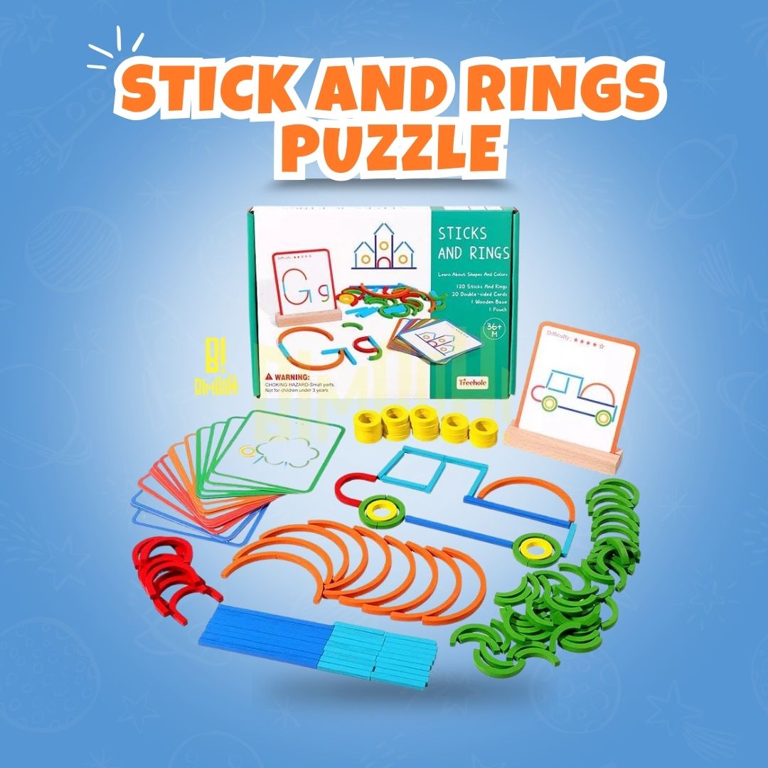 BuildWise™ Montessori Sticks and Rings Puzzle Set for Creative Problem Solving