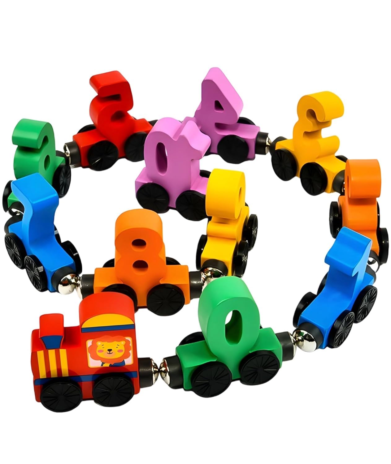 NumiTrain™ Magnetic Wooden Number Train Set for Counting and Sequencing