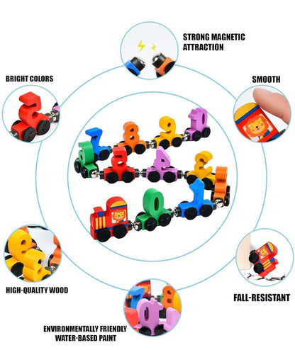 NumiTrain™ Magnetic Wooden Number Train Set for Counting and Sequencing