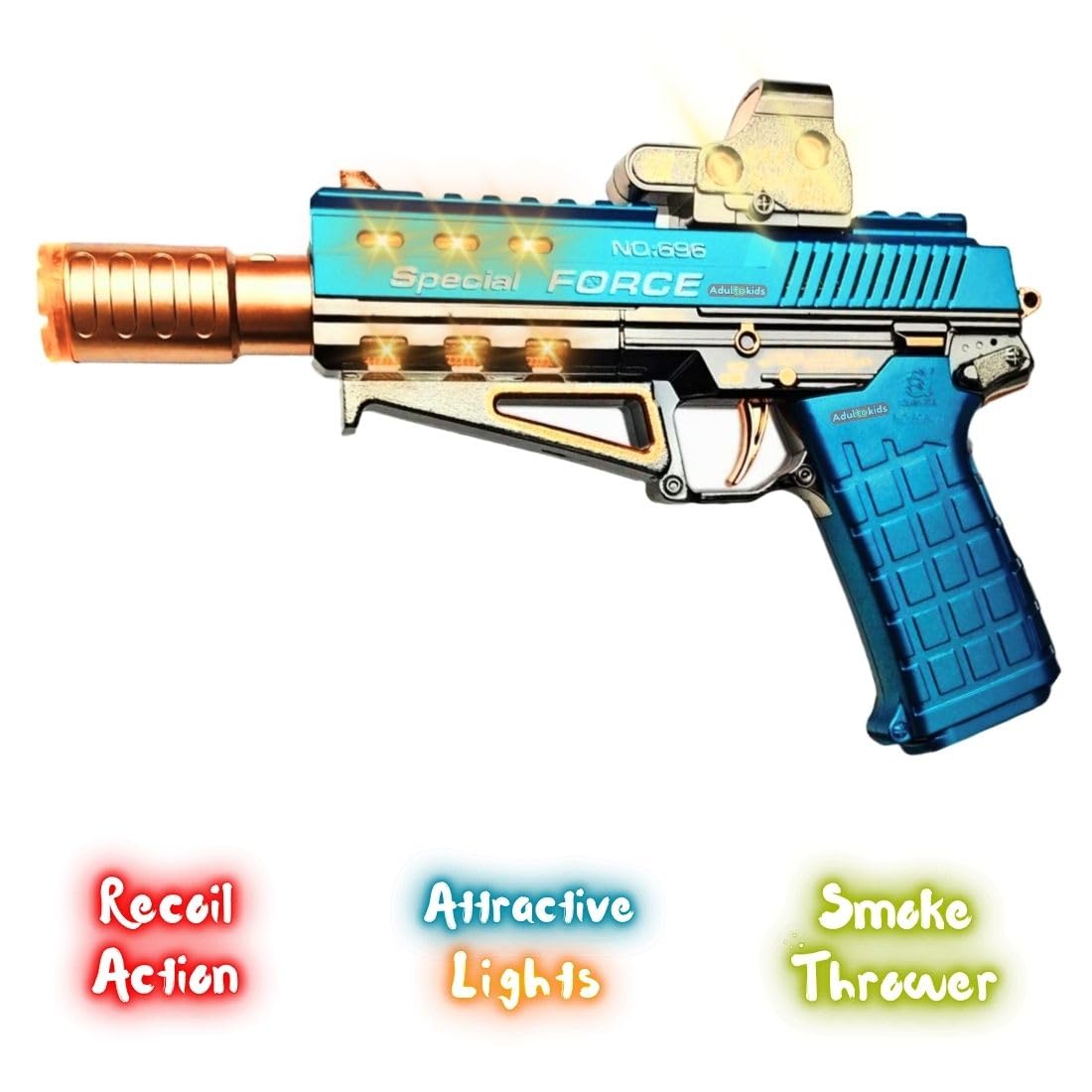 SmokeStrike™ Light and Sound Action Toy Gun with Smoke Effect