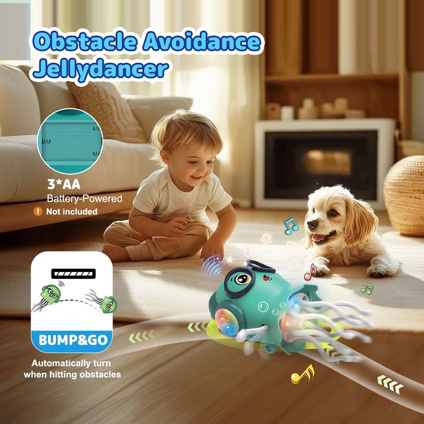 JellyGroove™ Musical Crawling Jellyfish Toy with Lights and Movement