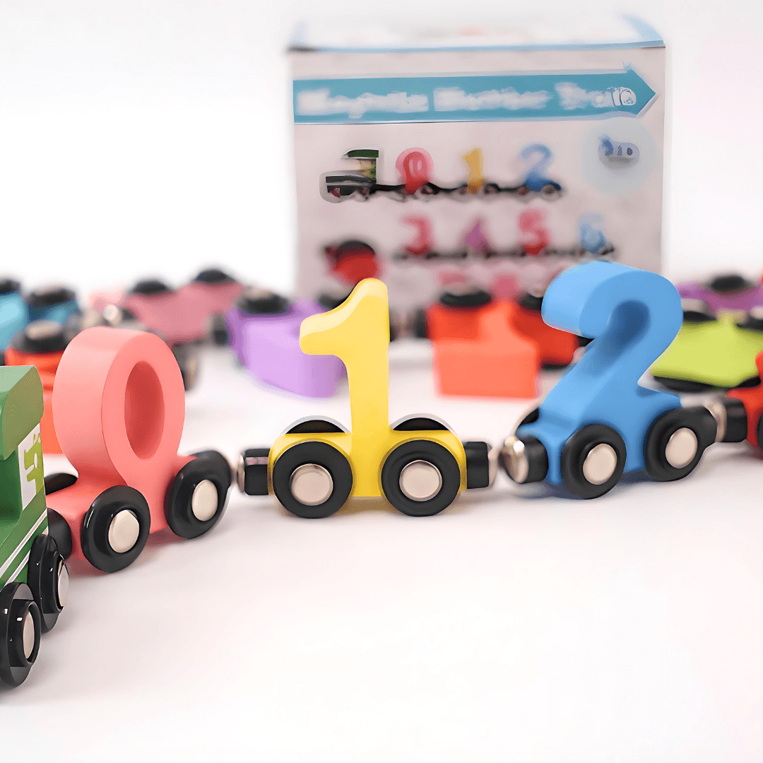 NumiTrain™ Magnetic Wooden Number Train Set for Counting and Sequencing