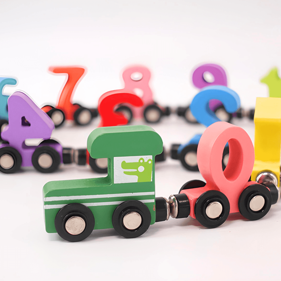 NumiTrain™ Magnetic Wooden Number Train Set for Counting and Sequencing