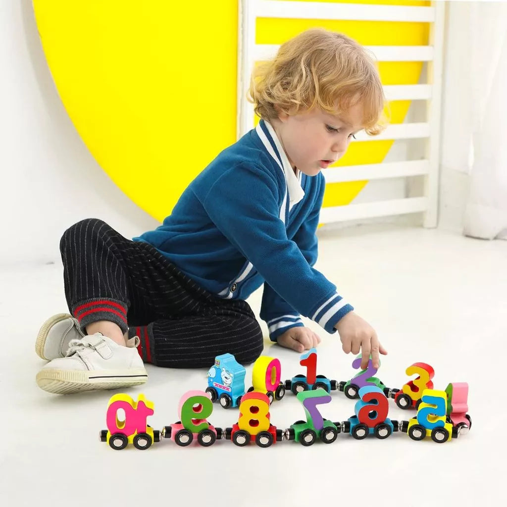 NumiTrain™ Magnetic Wooden Number Train Set for Counting and Sequencing