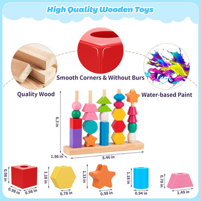 BeadBuilder™ 2 in 1 Montessori Stacking and Threading Set for Skill Building