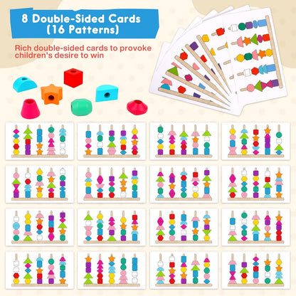 BeadBuilder™ 2 in 1 Montessori Stacking and Threading Set for Skill Building