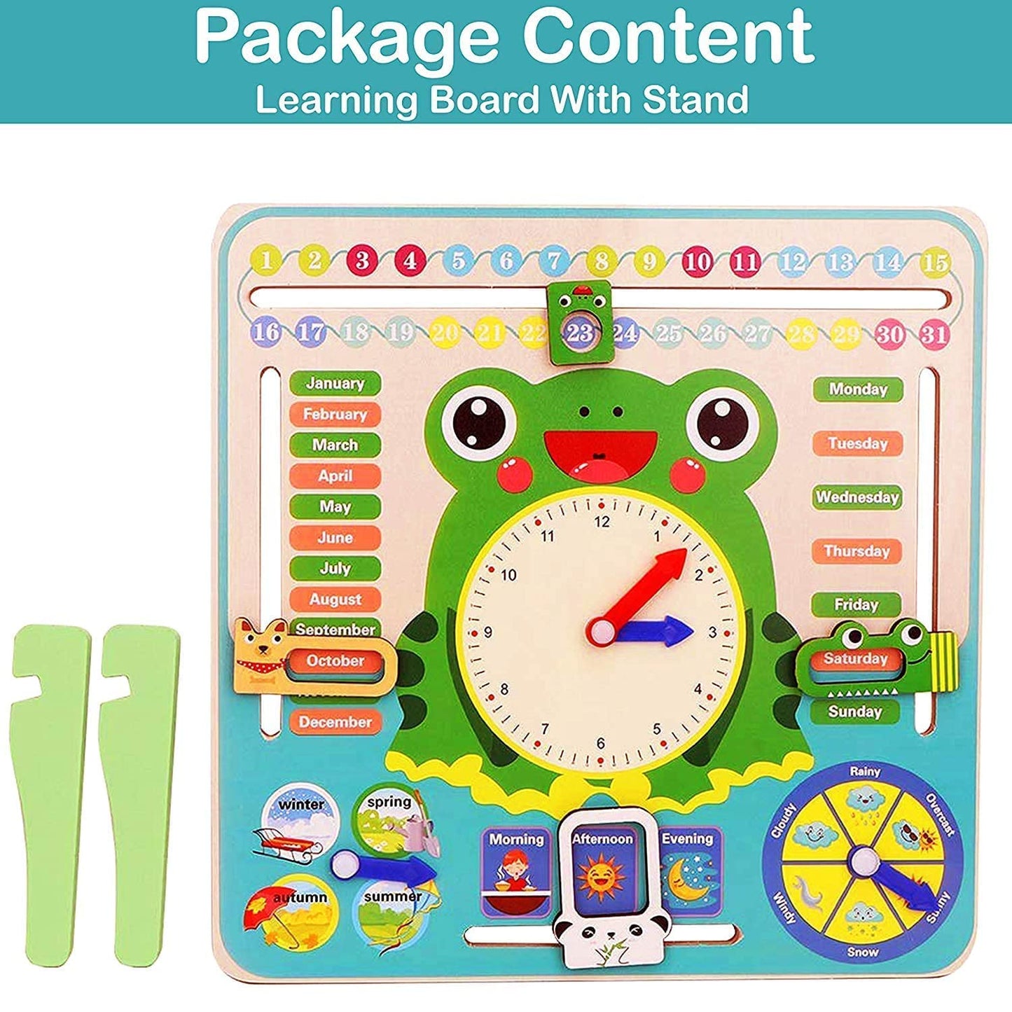 FroggyTime™ Montessori Time Date and Weather Learning Board