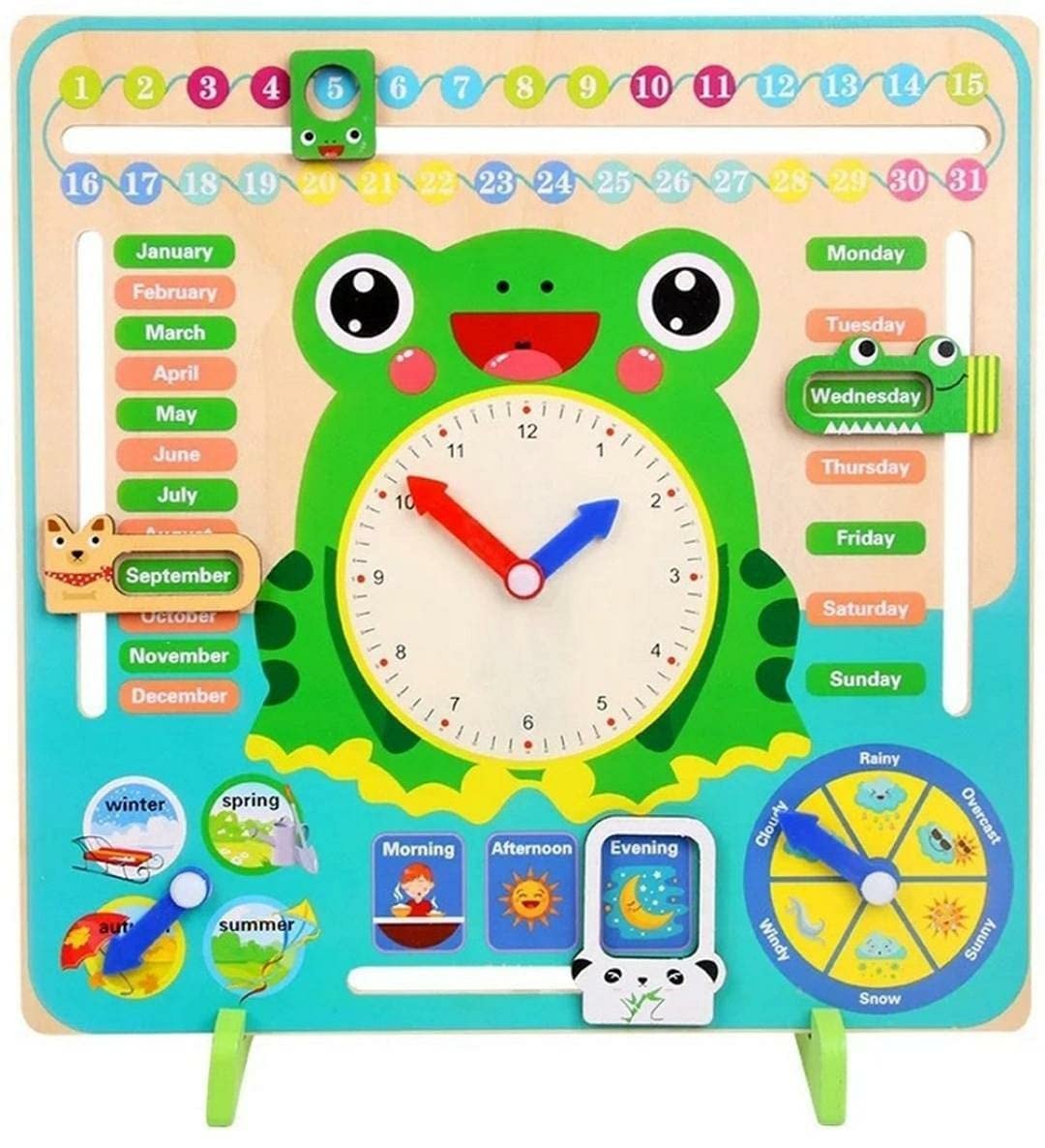 FroggyTime™ Montessori Time Date and Weather Learning Board