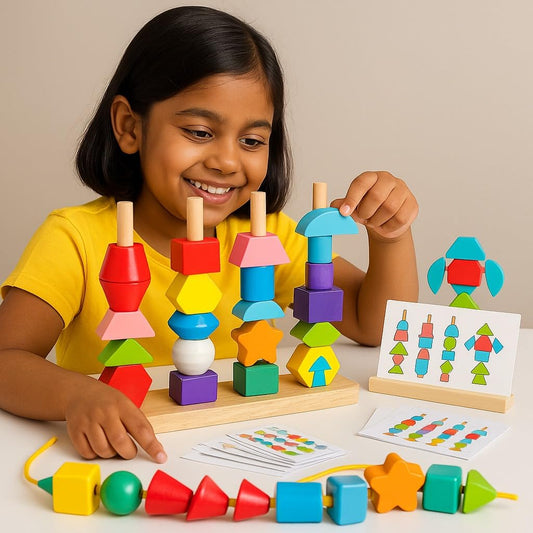 BeadBuilder™ 2 in 1 Montessori Stacking and Threading Set for Skill Building