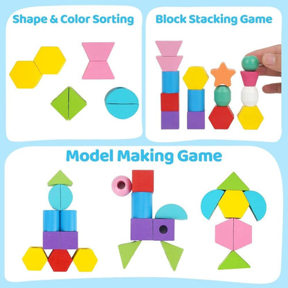 BeadBuilder™ 2 in 1 Montessori Stacking and Threading Set for Skill Building