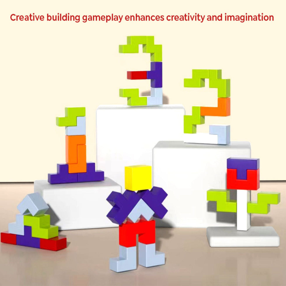 TetraStack™ 3 in 1 Montessori Wooden Puzzle and Creative Building Set