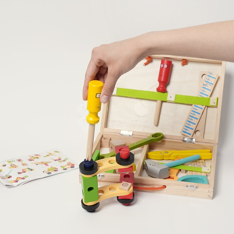 BuildNest™ Wooden Tool Kit for Creative Construction Play