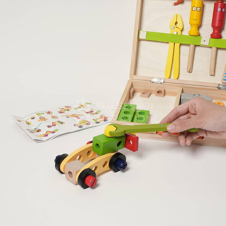 BuildNest™ Wooden Tool Kit for Creative Construction Play