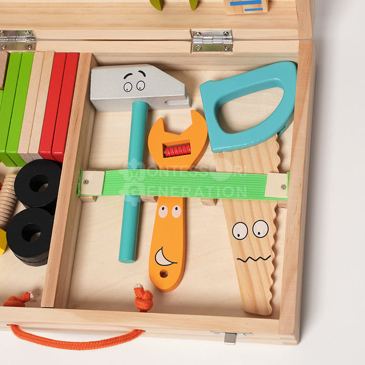 BuildNest™ Wooden Tool Kit for Creative Construction Play